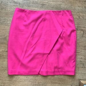 Pink faux wrap mini skirt